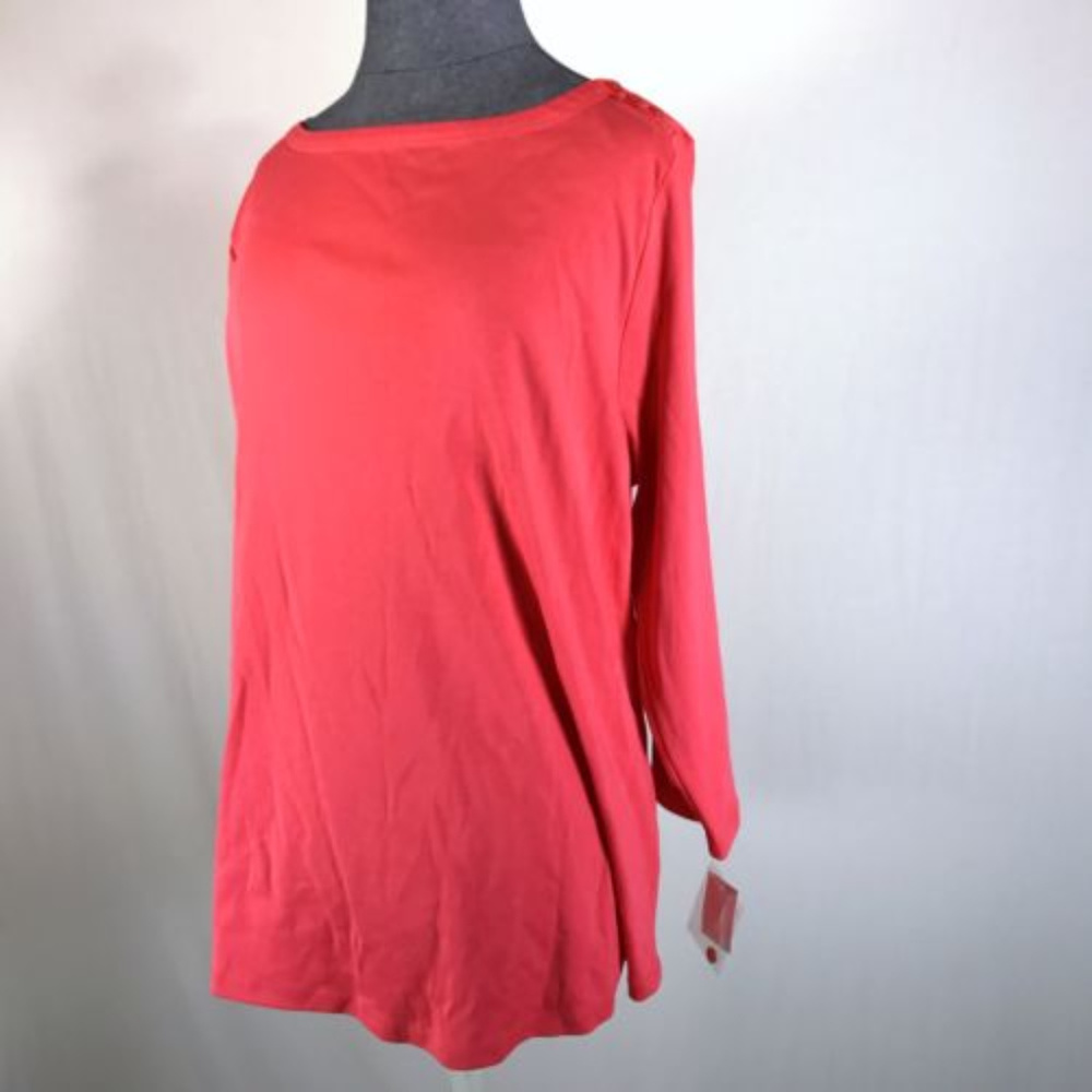 Charter Club Sz 0X Coral Long Sleeve Top NWT